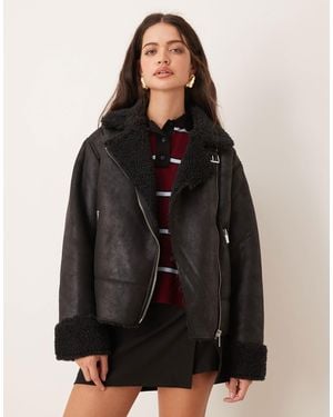 Pimkie – pilotenjacke aus lammfellimitat - Schwarz