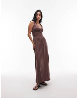 TOPSHOP Ruched Waist Cami Maxi Dress - Purple