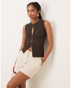 Motel Birama Button Detail Knit Tank Top - Natural