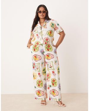 Nobody's Child – shona – hose mit postkarten-obstprint und geradem bein, kombiteil - Natur