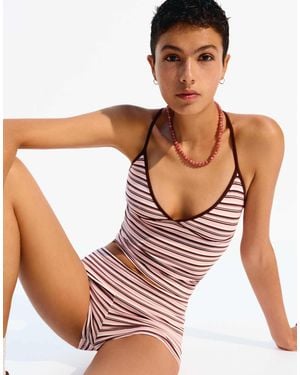 Bershka – neckholder-oberteil mit riemchen - Pink