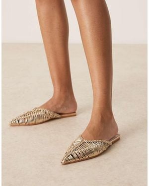 ASOS Levant Pointed Flat Mules - Natural