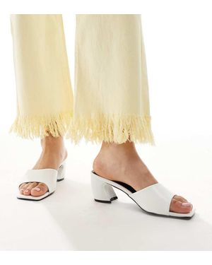 Raid Wide Fit Saanvi Block Heeled Mules - White