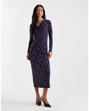 Vero Moda Drape Front Ruched Side Maxi Dress - Blue