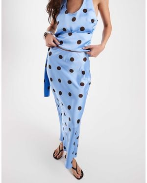 4th & Reckless Satin Column Maxi Skirt Co-ord - Blue