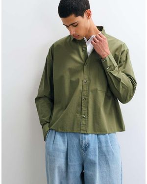Reclaimed Vintage Long Sleeve Crop Boxy Shirt - Green