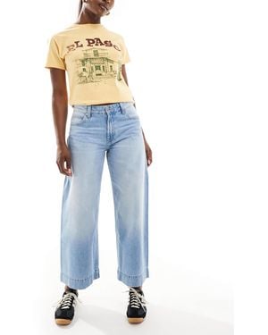 Bershka Ankle Length Wide Leg Jeans - Blue