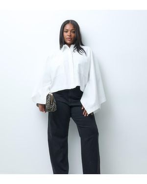 ONLY Vaqueros Barrel De Talle Alto Con Strass En Denim Negro - Blanco