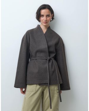 Aware Veste courte croisée à nouer, chocolat - Gris