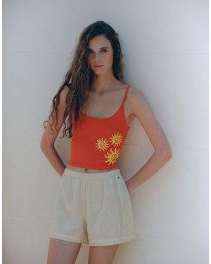 Pull&Bear Top Corto Con Grafica Del Sole - Grigio