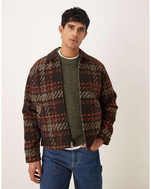 Abercrombie & Fitch Cropped Wool Blend Jacquard Jacket - Brown