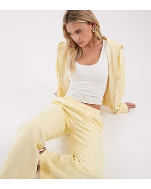 ASOS Asos Design Petite Wide Leg Brushback Joggers - Natural