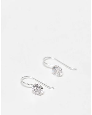 Kingsley Ryan Simple Cubic Zirconia Round Drop Earrings - White