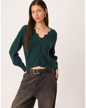 Nobody's Child Gilet avec bords festonnés en maille - Vert