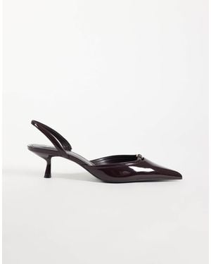 Mango Buckle Detail Heeled Slingback - Red