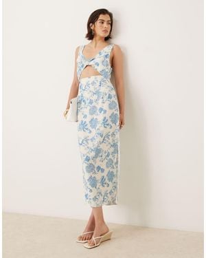 ASOS Strappy Twist Bust Detail Cut Out Midi Dress - Natural
