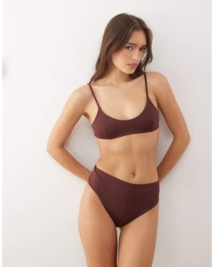 Weekday Mix & Match Scoop Neck Bikini Top - Brown