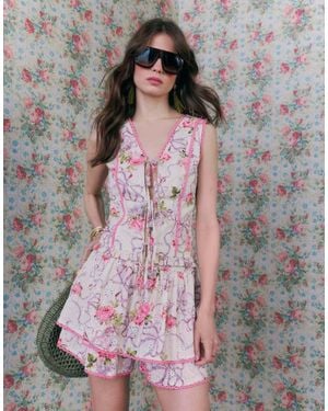 River Island Floral Printed Cotton Corset Top - Grey