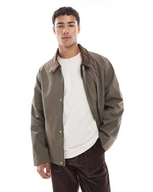 Jack & Jones Harrington Jacket With Cord Collar - Grey