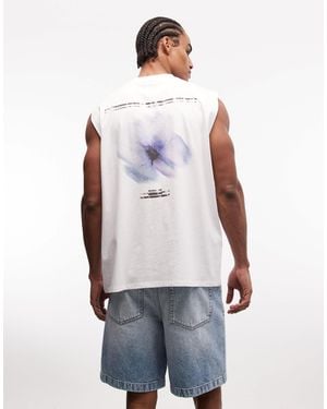 ASOS Oversized Vest With Blurred Flower Graphic - Gray