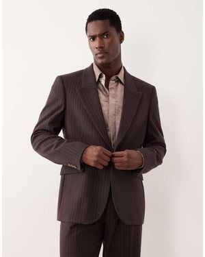 ASOS Metallic Pinstriped Slim Suit Jacket - Brown
