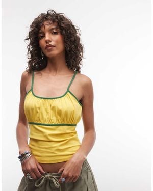 Reclaimed Vintage Jersey Vest Top With Contrast Tipping - Yellow