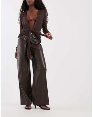 ONLY Faux Leather Wide Leg Trousers - White