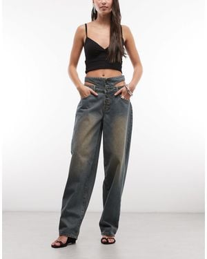 Liquor N Poker Straight Cut Out Waist Jeans - Multicolour