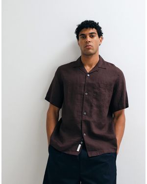 ARKET Pure Linen Short Sleeve Resort Shirt - Black
