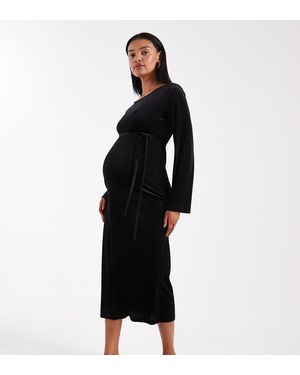 Mama.licious Mamalicious Maternity Velvet Bell Sleeve Midi Dress - Black