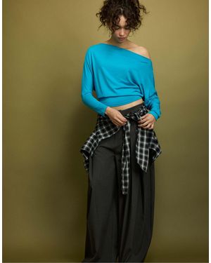 Stradivarius Asymmetrisches t-shirt aus modal - Blau