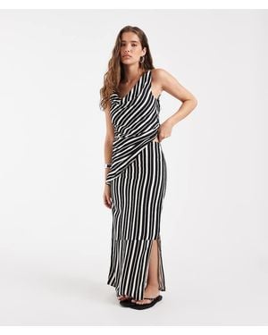 BRONZE SNAKE Rita Completo Top E Gonna Monospalla A Righe Nere - Nero