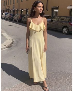 Vero Moda Ruffle Bust Chiffon Midi Cami Dress - Natural
