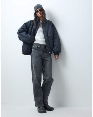 ASOS Oversized Bubble Hem Bomber Jacket - Blue