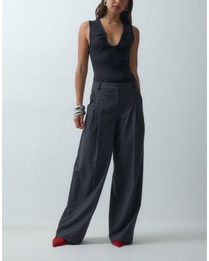 Vero Moda Weite hose mit doppelten bundfalten vorne - Blau