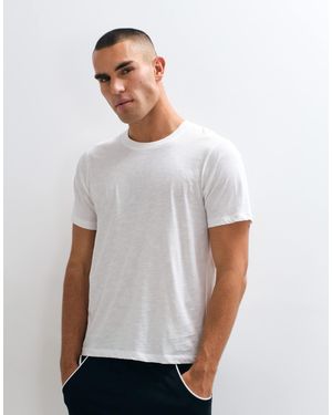 4505 Lightweight Cotton Slub Short Sleeve Henley T-shirt - White