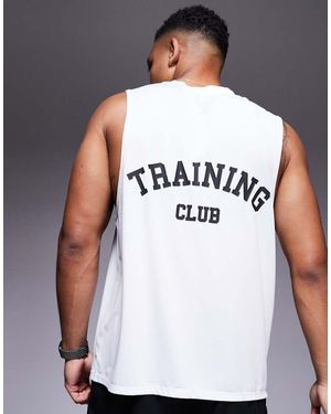 4505 Training Club Back Print Mesh Tank - White