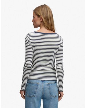 Superdry – athletic essentials – langärmliges, gestreiftes oberteil - Blau