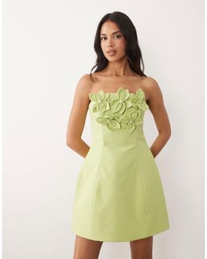 green strapless bandage dress Bodycon Bandage Short Feather Cocktail Dress main image 0