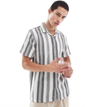 Brave Soul Short Sleeve Textured Stripe Shirt - White