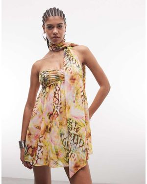 AFRM Whyte Detachable Scarf Detail Bandeau Mini Dress - Pink