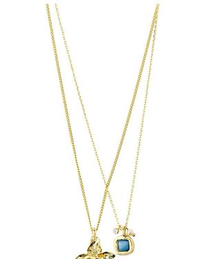 Pilgrim Set De 2 Collares Trace Chapados En Oro-Azul - Negro
