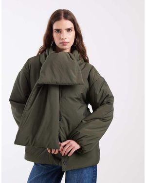 Object Giacca Trapuntata Con Bottoni Davanti E Dettaglio Foulard - Grigio