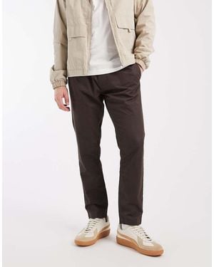 Brave Soul Cotton Twill Trousers With Elastic Waist - Natural