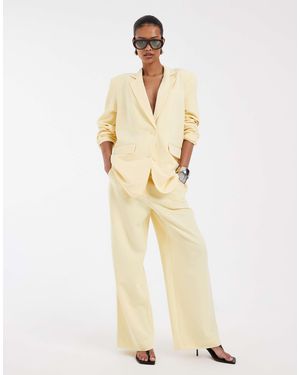 Pieces Mix & Match Tailored High Waist Wide Leg Pants - Natural