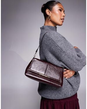 River Island Strap Front Shoulder Clutch - Gray