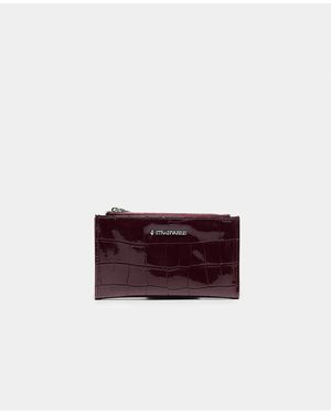 Stradivarius Basic Portafoglio Con Zip Bordeaux - Viola