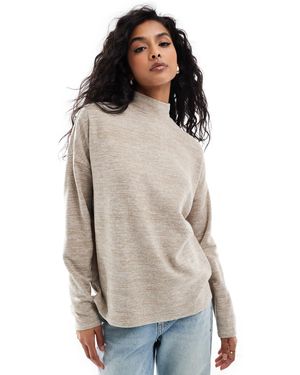 Vero Moda High Neck Oversized Jersey Top - Natural