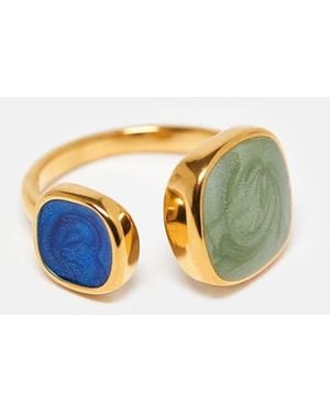 ASOS Wikkelring Van Roestvrij Staal Met Imitatie Halfedelstenen - Blauw