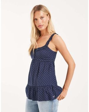 Hollister Square Neck Baby Doll Top - Blue